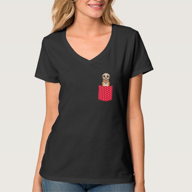 Afrika Zoo Tier   Cute Pocket Erdmännchen T-Shirt (Vorderseite)