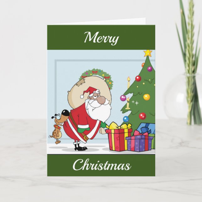 AFRIKANAMERICAN SANTA WISHES FEIERTAGSKARTE (Vorderseite)