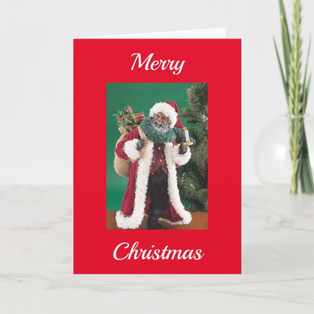 AFRIKANAMERIKANISCHE SANTA WISHER FEIERTAGSKARTE (Vorderseite)