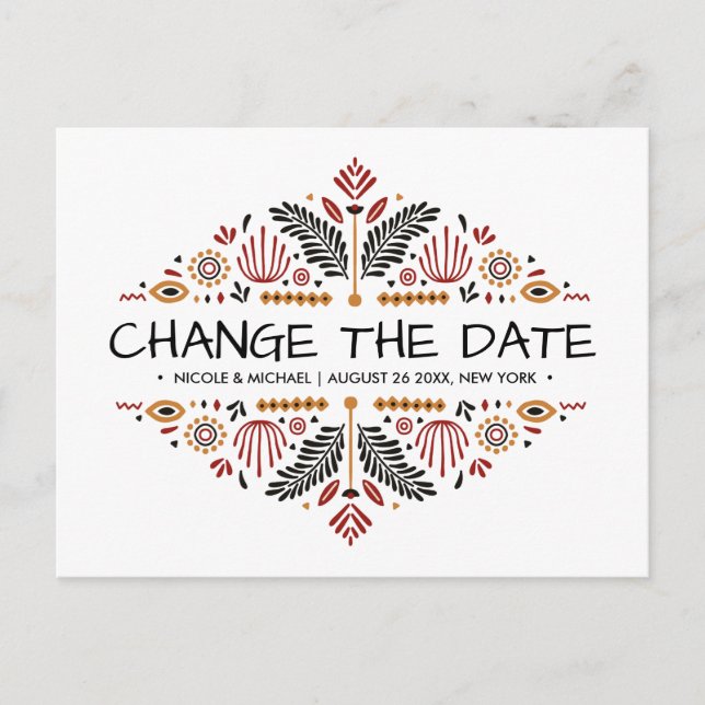 Afrikanerin | Ankara Kente Wedding Wechsel der Plä Ankündigungspostkarte (Vorderseite)