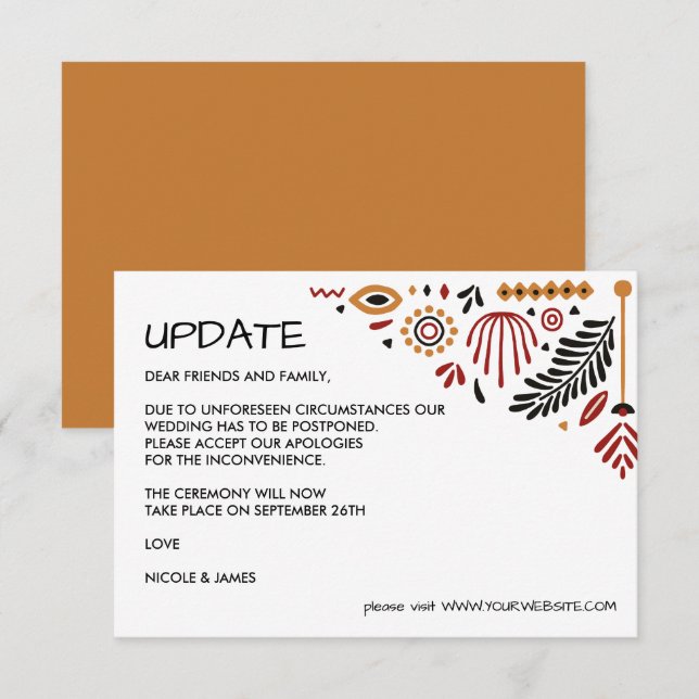 Afrikanerin | Modernes Ankara Kente WEDDING UPDATE Einladung (Vorne/Hinten)
