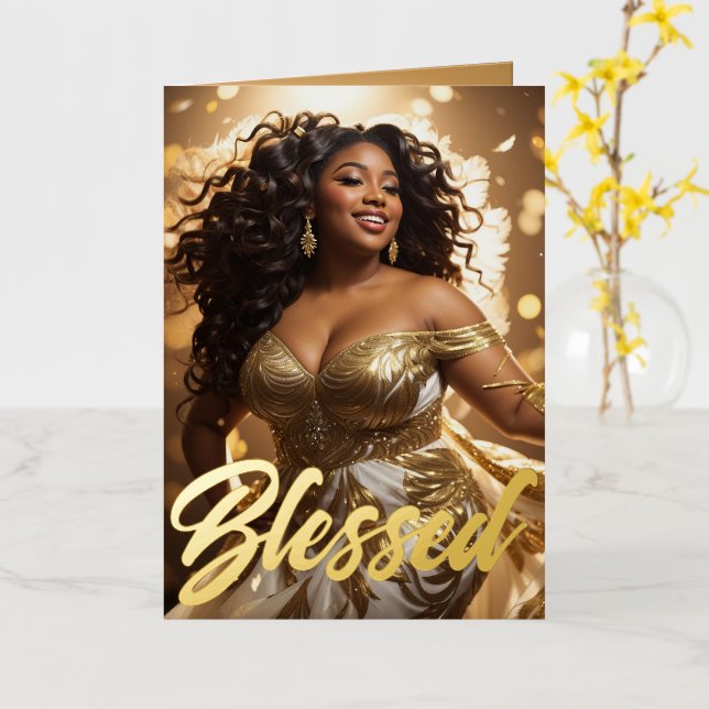 Afrikanisch-Amerikanerin Diva Elegante Gesegneter  (Gelbe Blume)