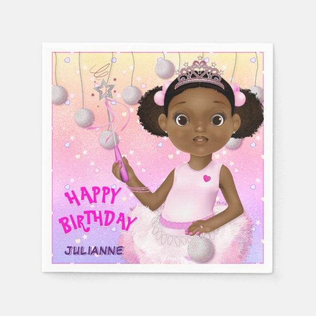 Afrikanisch-Amerikanerin Fairy Princess Ballerina Serviette (Vorderseite)