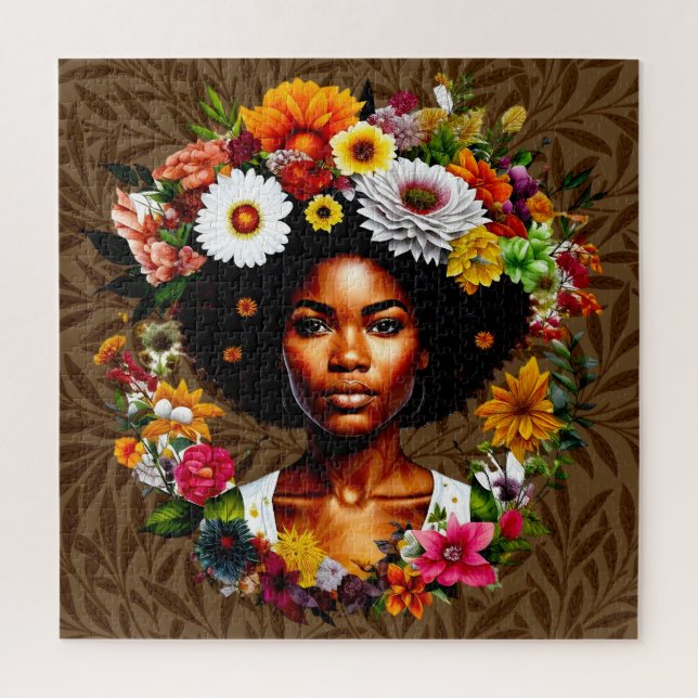 Afrikanisch-Amerikanerin mit Blumenkronen (Vertikal)
