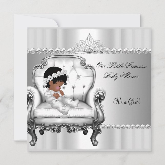 Afrikanisch-Amerikanerin Princess Baby Duwer Girl  Einladung (Vorderseite)