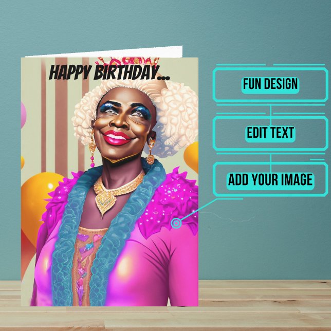 Afrikanisch-Amerikanische Alte Königin Funny Gay B Karte (Make sure their LGBTQ+ birthday is as gay as they are.)