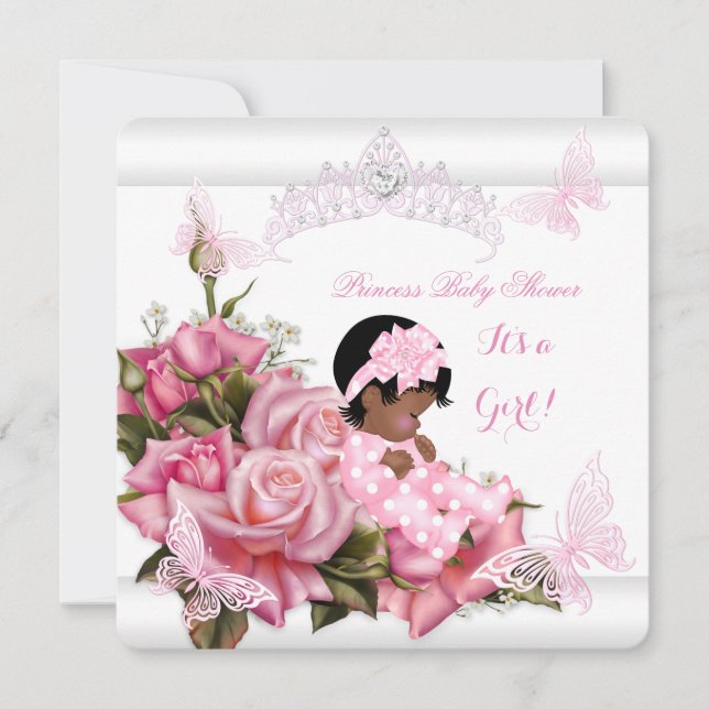 Afrikanisch-amerikanische Babydusche Butterfly Pin Einladung (Vorderseite)