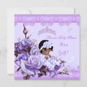 Afrikanisch-amerikanische Babydusche Girl Butterfl Einladung