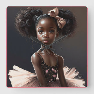 Afrikanisch-amerikanische Ballerina, Liebe Quadratische Wanduhr