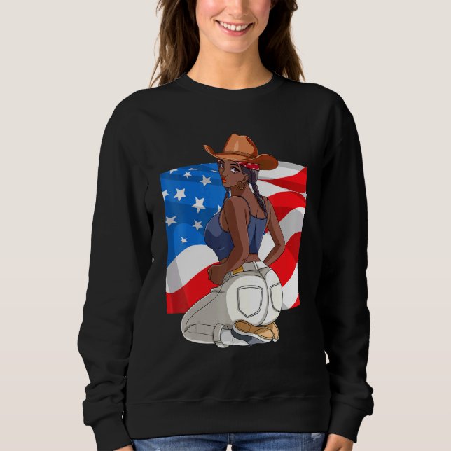 Afrikanisch-amerikanische Braids am 4. Juli schwar Sweatshirt (Vorderseite)