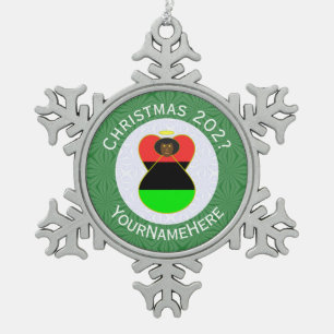 Afrikanisch-Amerikanische Engel-Weihnachtsfahne Pe Schneeflocken Zinn-Ornament