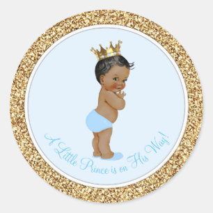 Afrikanisch-amerikanische Ethnic Prince Baby Dusch Runder Aufkleber