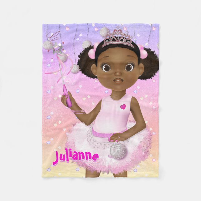 Afrikanisch-Amerikanische Fairy Princess Ballerina Fleecedecke (Vorderseite)