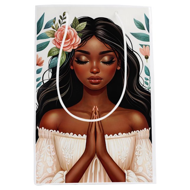 Afrikanisch-amerikanische Frau beten Mittlere Geschenktüte (Vorderseite)