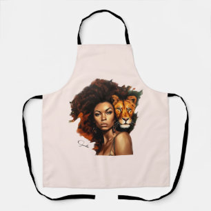 Afrikanisch-amerikanische Frau mit Majestic Lion Schürze