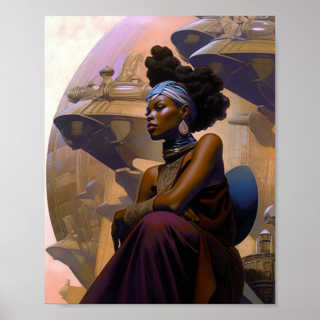 Afrikanisch-Amerikanische Futuristische Lady Poster (Vorne)
