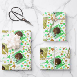 Afrikanisch-amerikanische Jungs im weißen Hintergr Geschenkpapier Set
