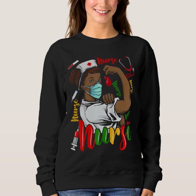 Afrikanisch-amerikanische Krankenschwester Schwarz Sweatshirt (Vorderseite)