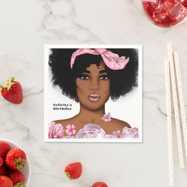 Afrikanisch-Amerikanische Lady Birthday Serviette (Beispiel)