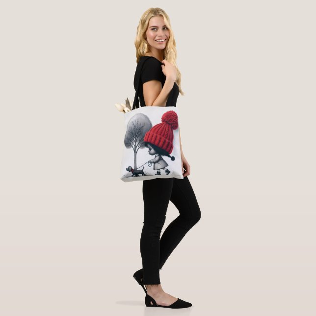 Afrikanisch-amerikanische Mädchen, die ihren Hund  Tasche (Am Model)