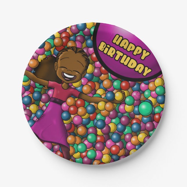 Afrikanisch-Amerikanische Mädchen zum Geburtstag Pappteller (Vorderseite)