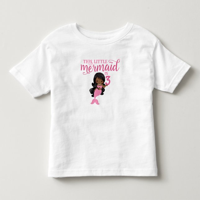 Afrikanisch-Amerikanische Meerjungfrau 3. Geburtst Kleinkind T-shirt (Vorderseite)