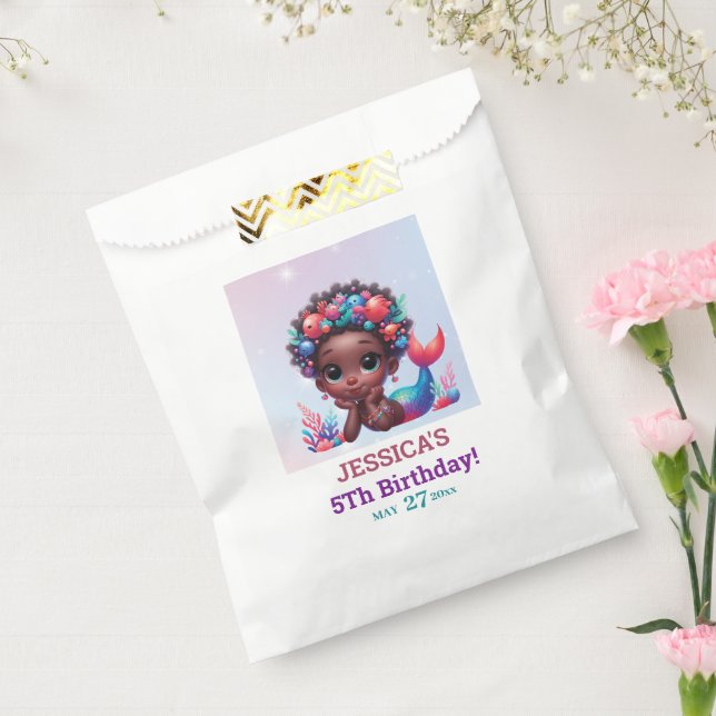 Afrikanisch-Amerikanische Meerjungfrau 5. Geburtst Geschenktütchen (Versiegelt)