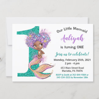 Afrikanisch-Amerikanische Meerjungfrau Einladung 1