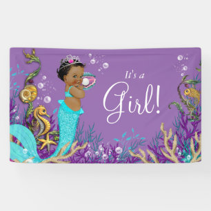 Afrikanisch-amerikanische Meerjungfrau Kinderdusch Banner