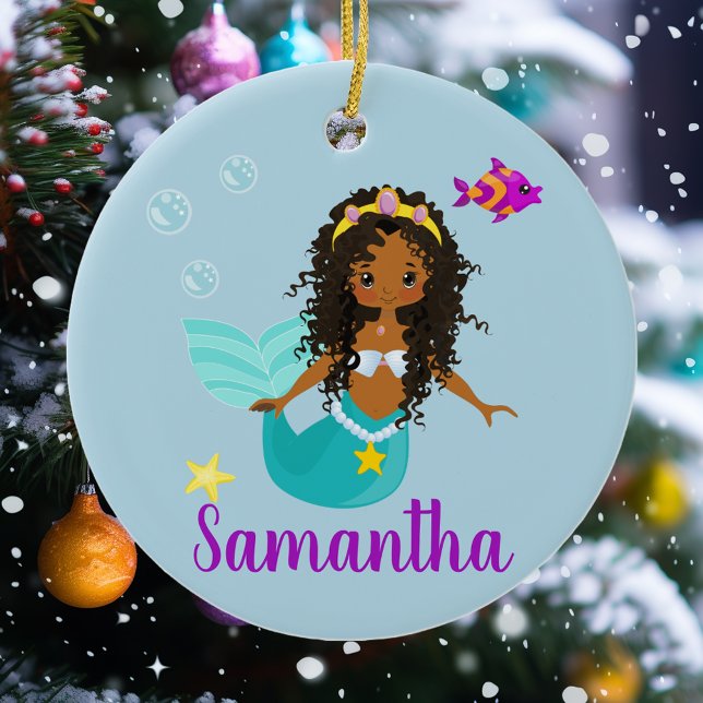 Afrikanisch-amerikanische Meerjungfrau Nackthaare  Keramik Ornament (Von Creator hochgeladen)