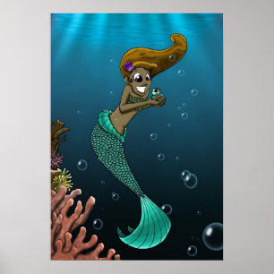 Afrikanisch-Amerikanische Mermaid Poster