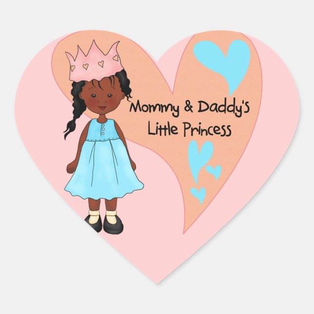 Afrikanisch-amerikanische Mommy und Daddy's Prinze Herz-Aufkleber (Vorderseite)