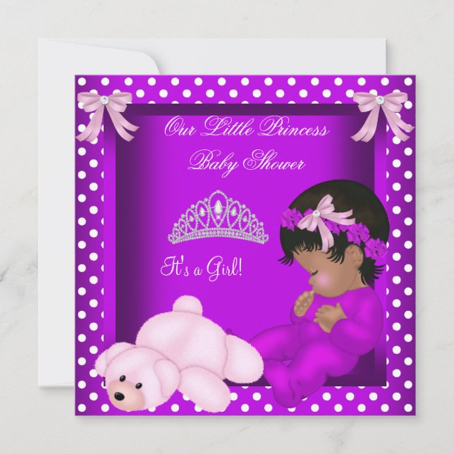 Afrikanisch-Amerikanische Princess Baby Shower Gir Einladung (Vorderseite)