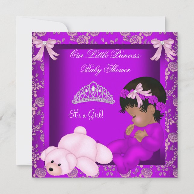 Afrikanisch-Amerikanische Princess Baby Shower Gir Einladung (Vorderseite)