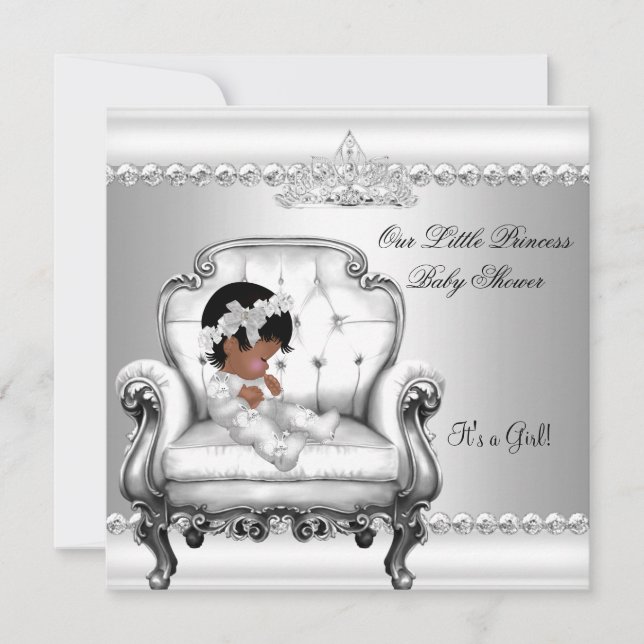 Afrikanisch-Amerikanische Princess Baby Shower Gir Einladung (Vorderseite)
