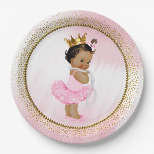 Afrikanisch-amerikanische Princess Baby Shower Pap Pappteller