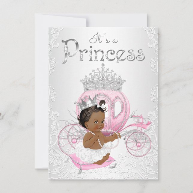Afrikanisch-amerikanische Princess-Babydusche Einladung (Vorderseite)