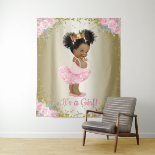 Afrikanisch-amerikanische Princess-Babydusche Hint Wandteppich