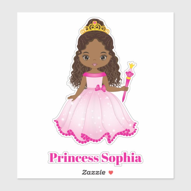 Afrikanisch-Amerikanische Prinzessin Custom-Cut Vi Aufkleber (Blatt)
