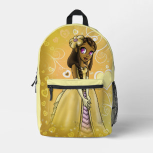 Afrikanisch-Amerikanische Prinzessin Gelbe Herzen Bedruckter Rucksack