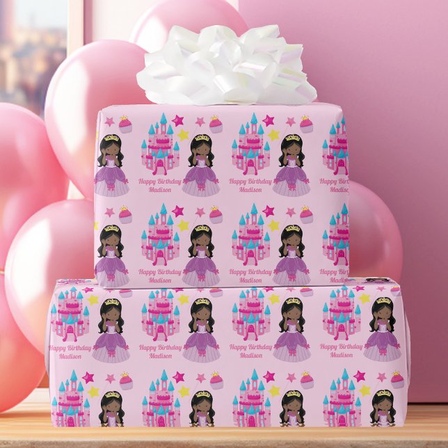 Afrikanisch-Amerikanische Prinzessin Girl Niedlich Geschenkpapier (Von Creator hochgeladen)