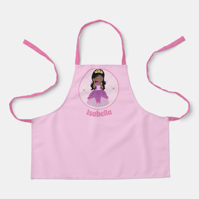 Afrikanisch-amerikanische Prinzessin Girl Pink Cus Schürze (Vorderseite)