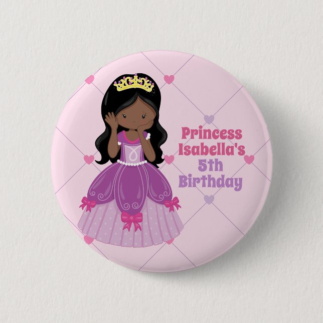 Afrikanisch-Amerikanische Prinzessin Girl Pink Geb Button (Vorderseite)