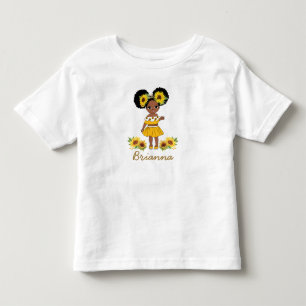 Afrikanisch-Amerikanische Prinzessin Girl Sunflowe Kleinkind T-shirt
