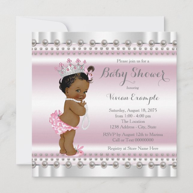 Afrikanisch-Amerikanische Prinzessin Pearl Ethnic  Einladung (Vorderseite)