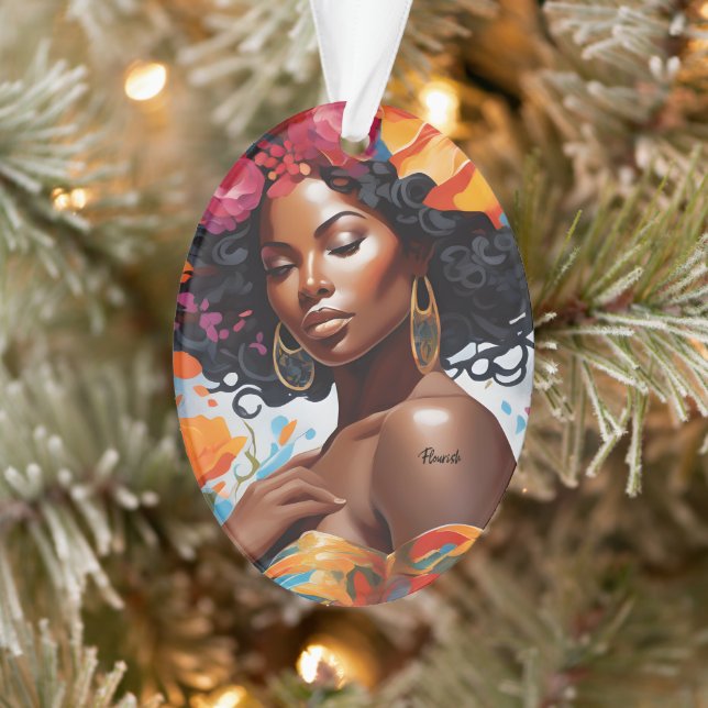Afrikanisch-Amerikanische Schwarze Weihnachtsfrau  Ornament (Baum)