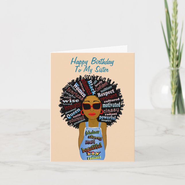 Afrikanisch-Amerikanische Schwester Happy Birthday Karte (Vorderseite)