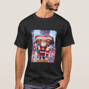 Afrikanisch-amerikanische Schwestern mit Santa Sel T-Shirt