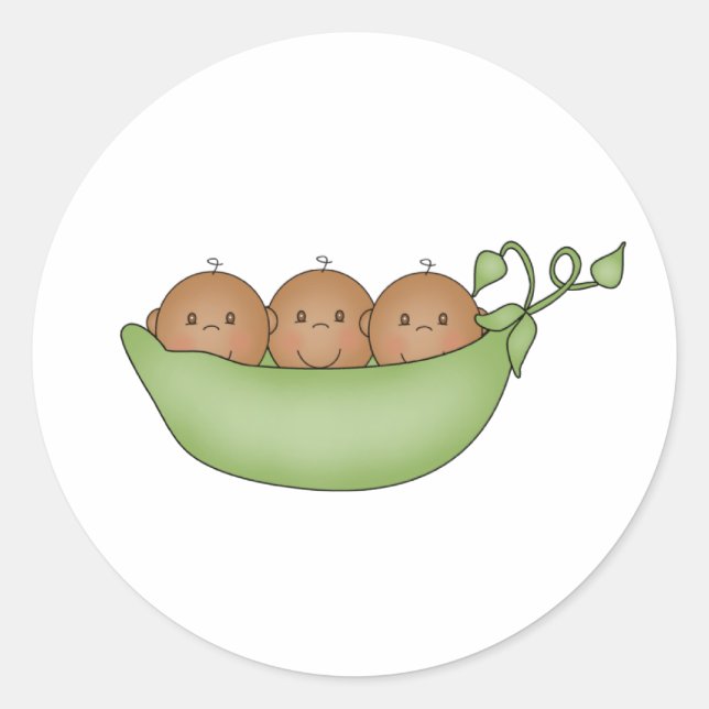Afrikanisch-amerikanische Triplets im Pea Pod Runder Aufkleber (Vorderseite)
