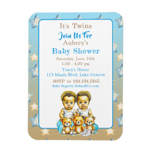 Afrikanisch-amerikanische Twin Boy's Blue Baby Sho Magnet